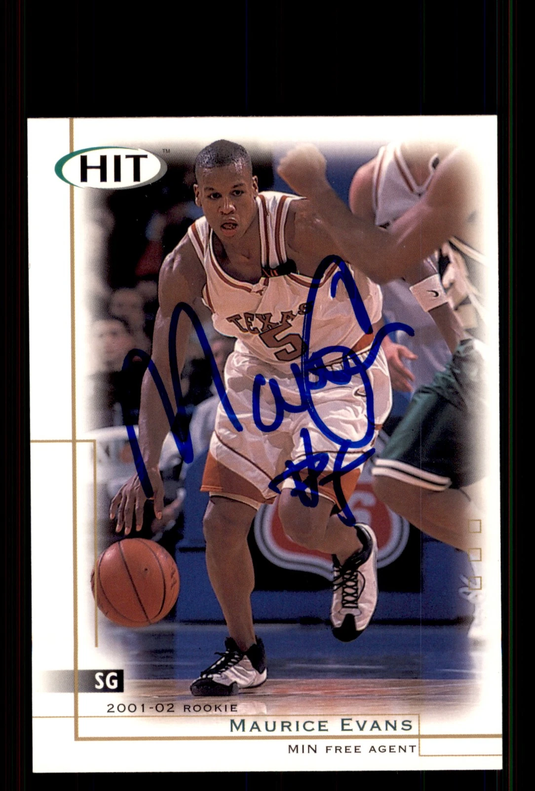 Signed Basketball Card Auto Maurice Evans 2001 SAGE HIT #28 Texas Longhorns