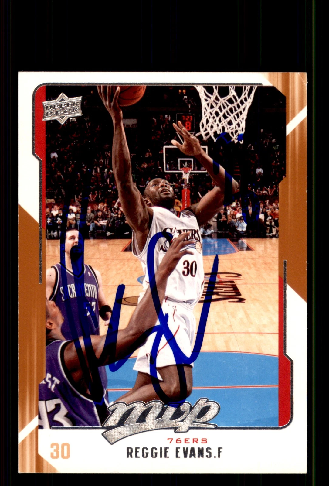 Signed Basketball Card Auto Reggie Evans 2008-09 Upper Deck MVP #122 76ers