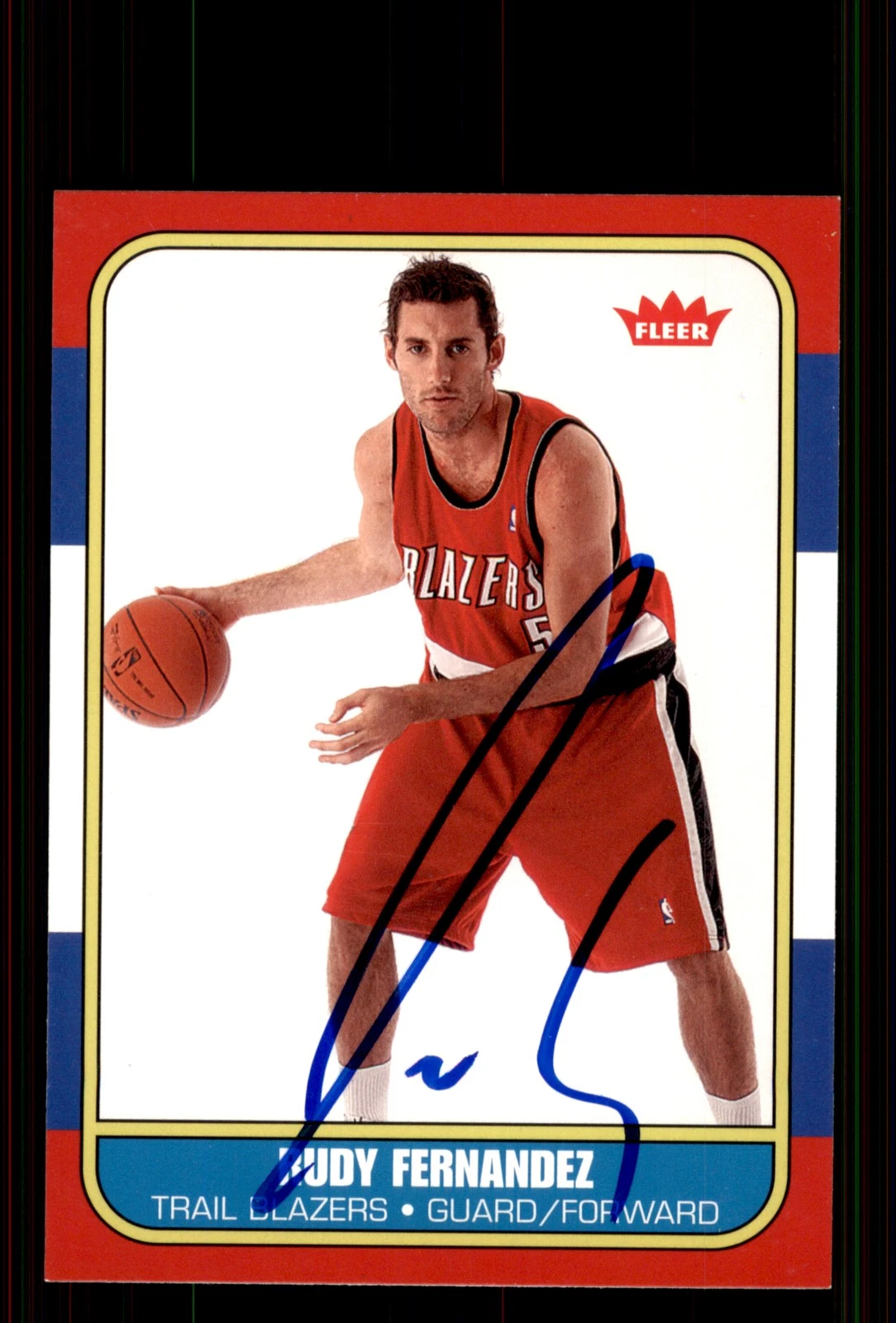 Signed Basketball Card Auto Rudy Fernandez 2008-09 Fleer #235 Trail Blazers