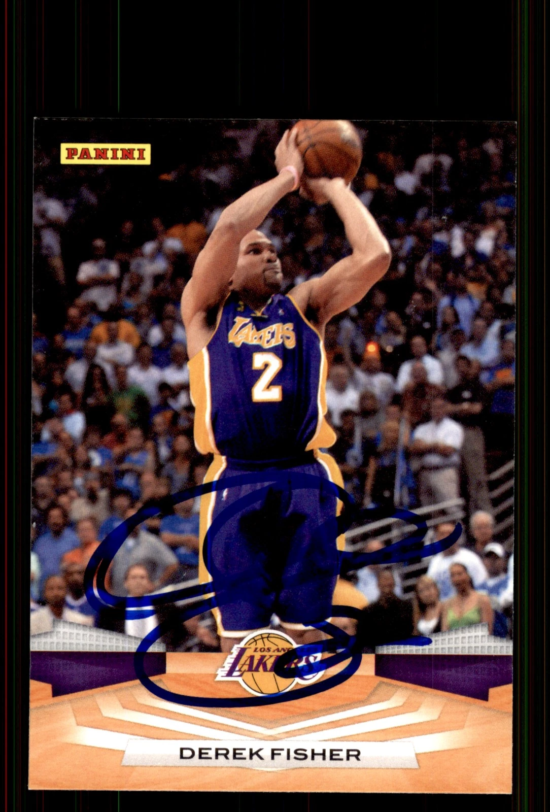 Signed Basketball Card Auto Derek Fisher 2009-10 Panini #270 Los Angeles Lakers