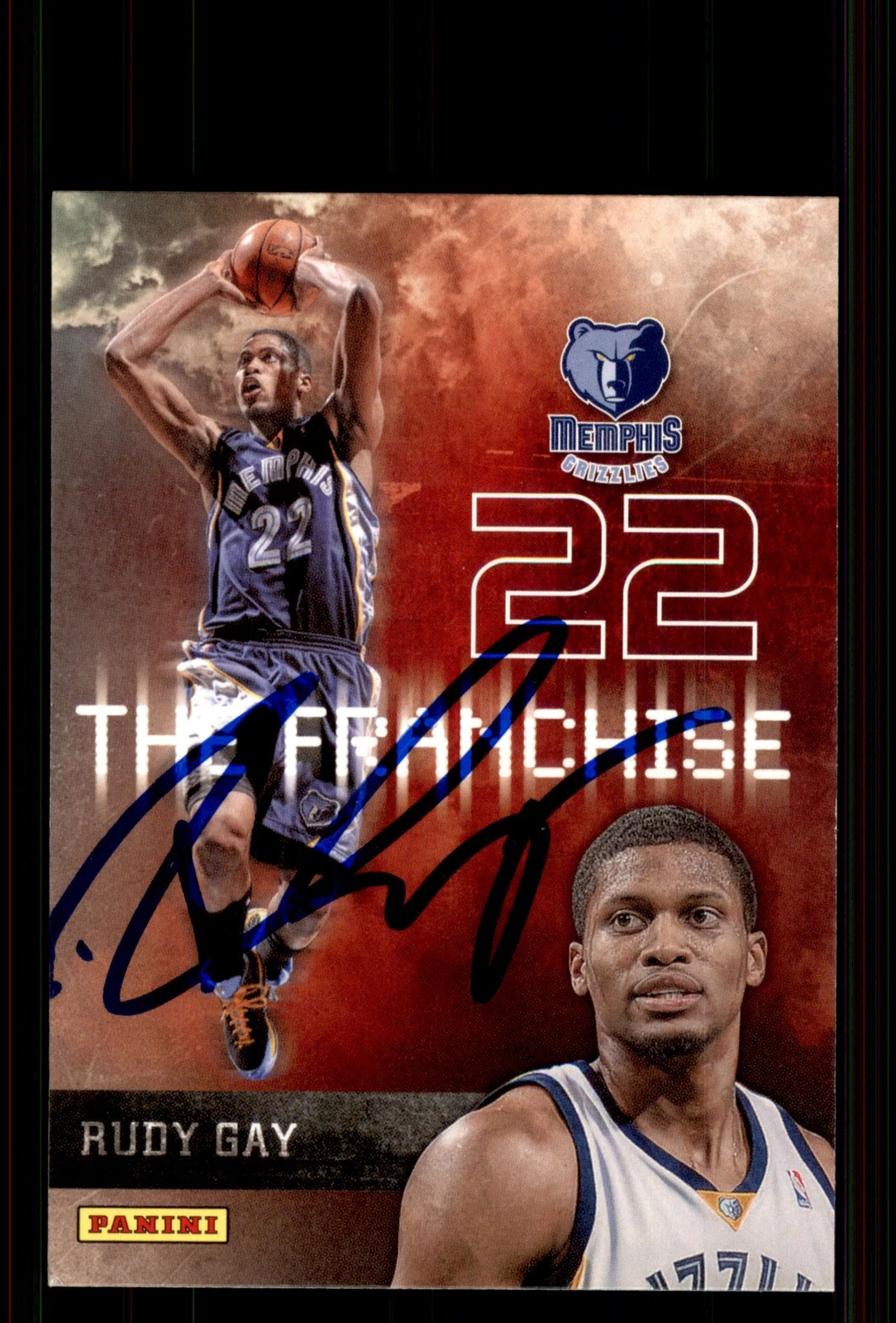 Signed Basketball Card Auto Rudy Gay 2009-10 Panini #16 Memphis Grizzlies