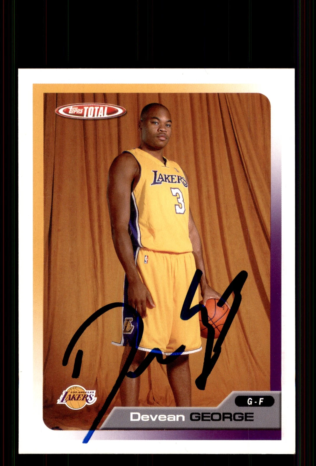 Signed Basketball Card Auto Devean George 2005-06 Topps Total #196 Lakers