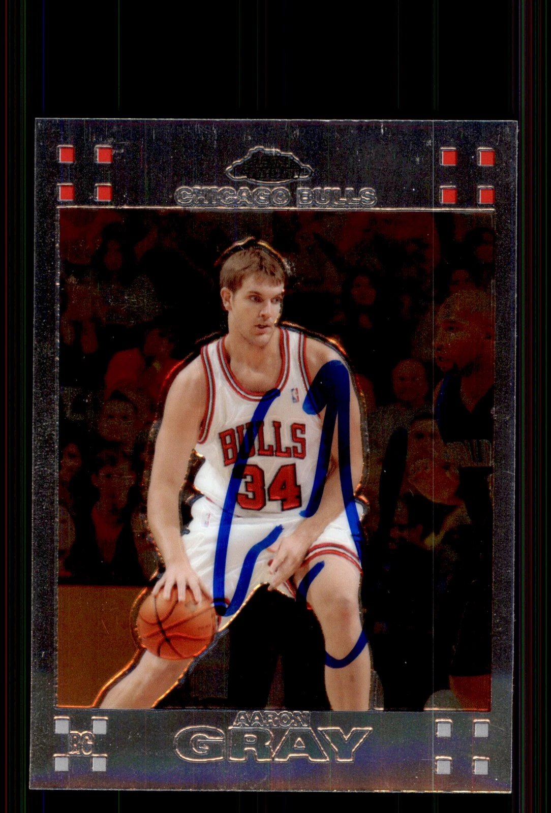 Signed Basketball Card Auto Aaron Gray 2007-08 Topps Chrome #122 Chicago Bulls