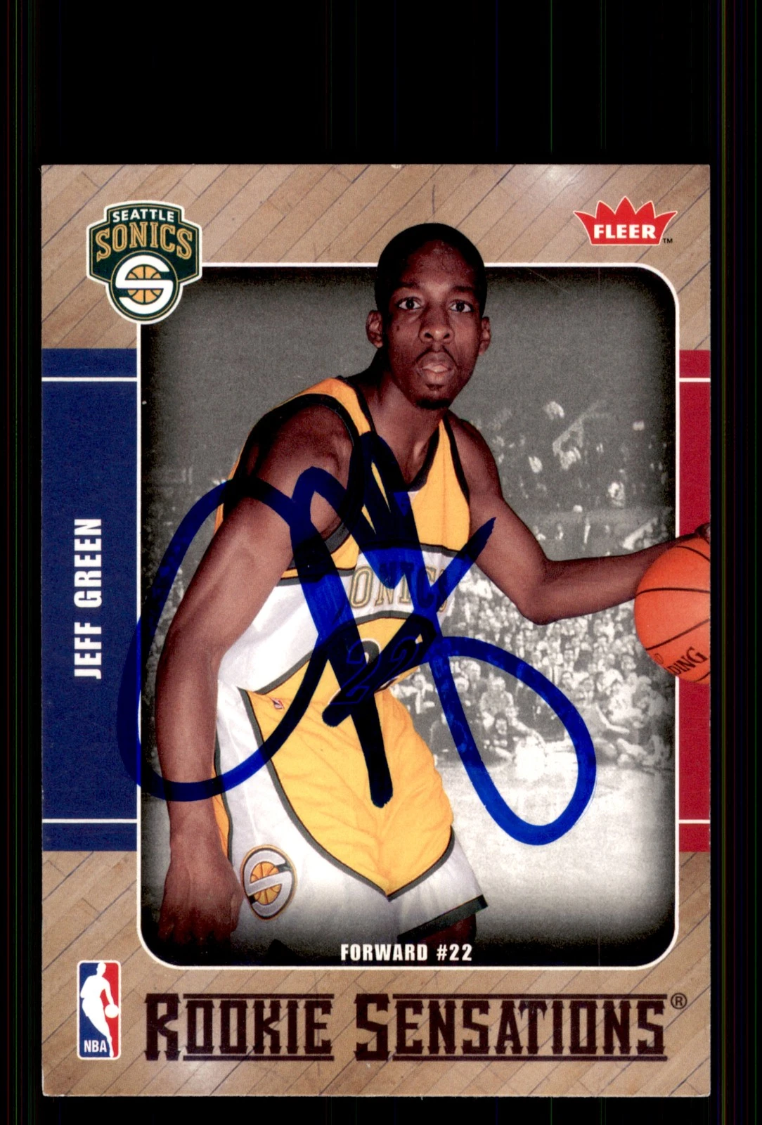 Signed Basketball Card Auto Jeff Green 2007-08 Fleer #RS-5 Seattle SuperSonics