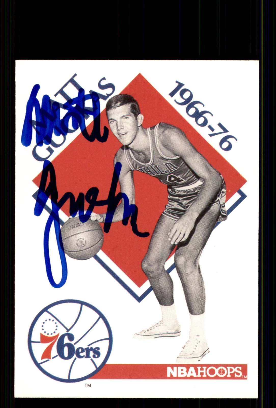 Signed Basketball Card Auto Matt Guokas 1990-91 Hoops #352