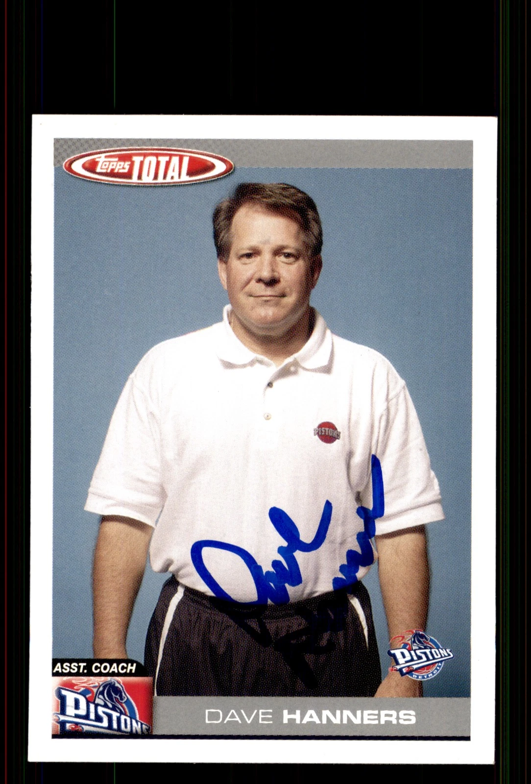 Signed Basketball Card Auto Dave Hanners 2004-05 Topps Total #376 Pistons
