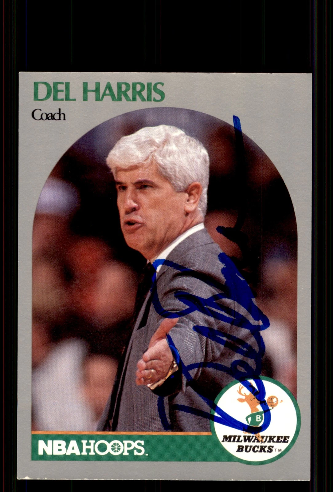 Signed Basketball Card Auto Del Harris 1990-91 Hoops #319 Milwaukee Bucks