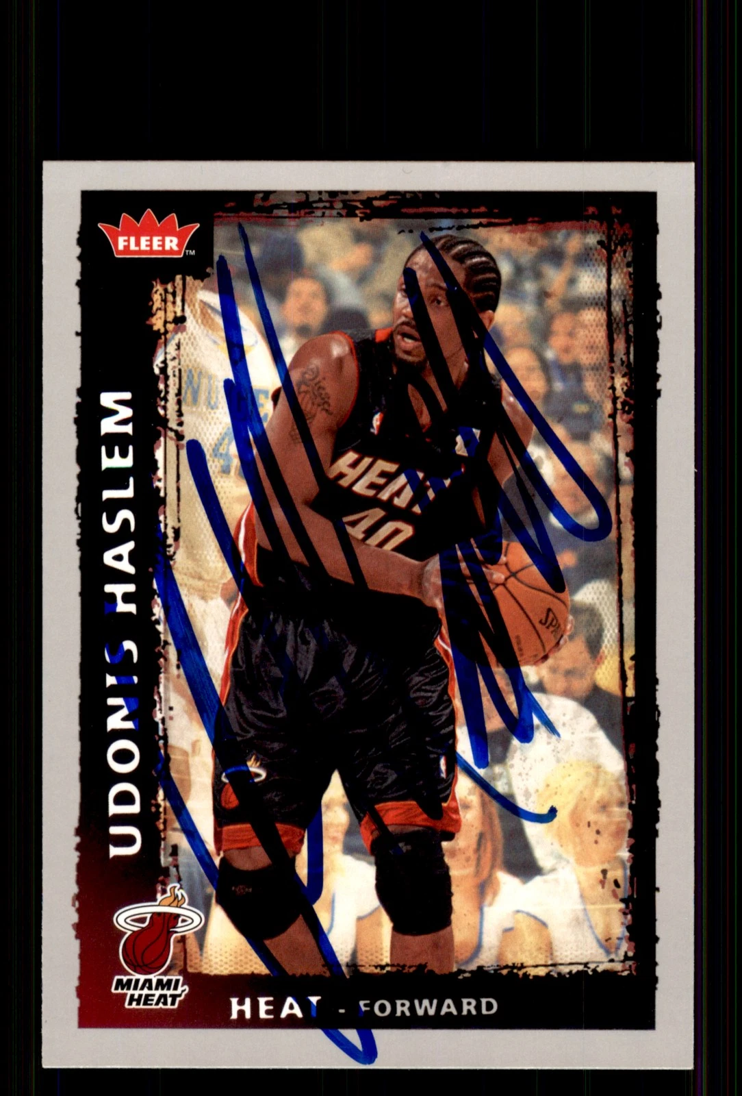 Signed Basketball Card Auto Udonis Haslem 2008-09 Fleer #99 Miami Heat