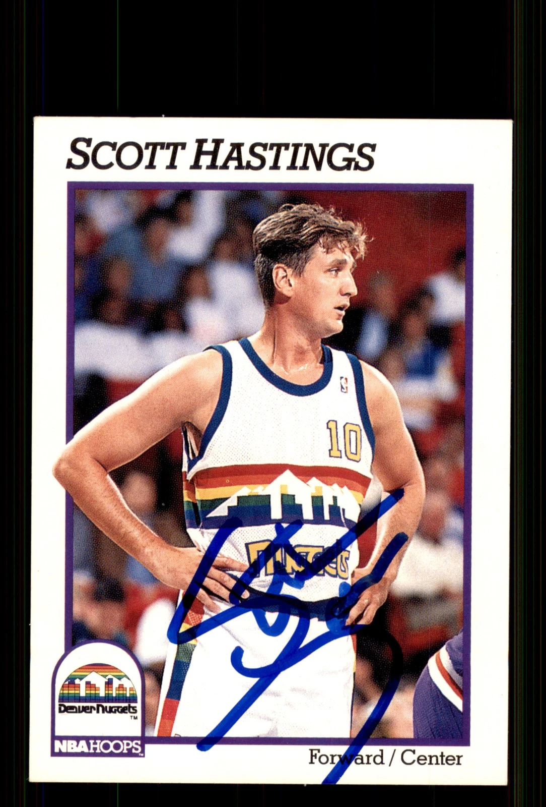 Signed Basketball Card Auto Scott Hastings 1991-92 Hoops #358 Denver Nuggets