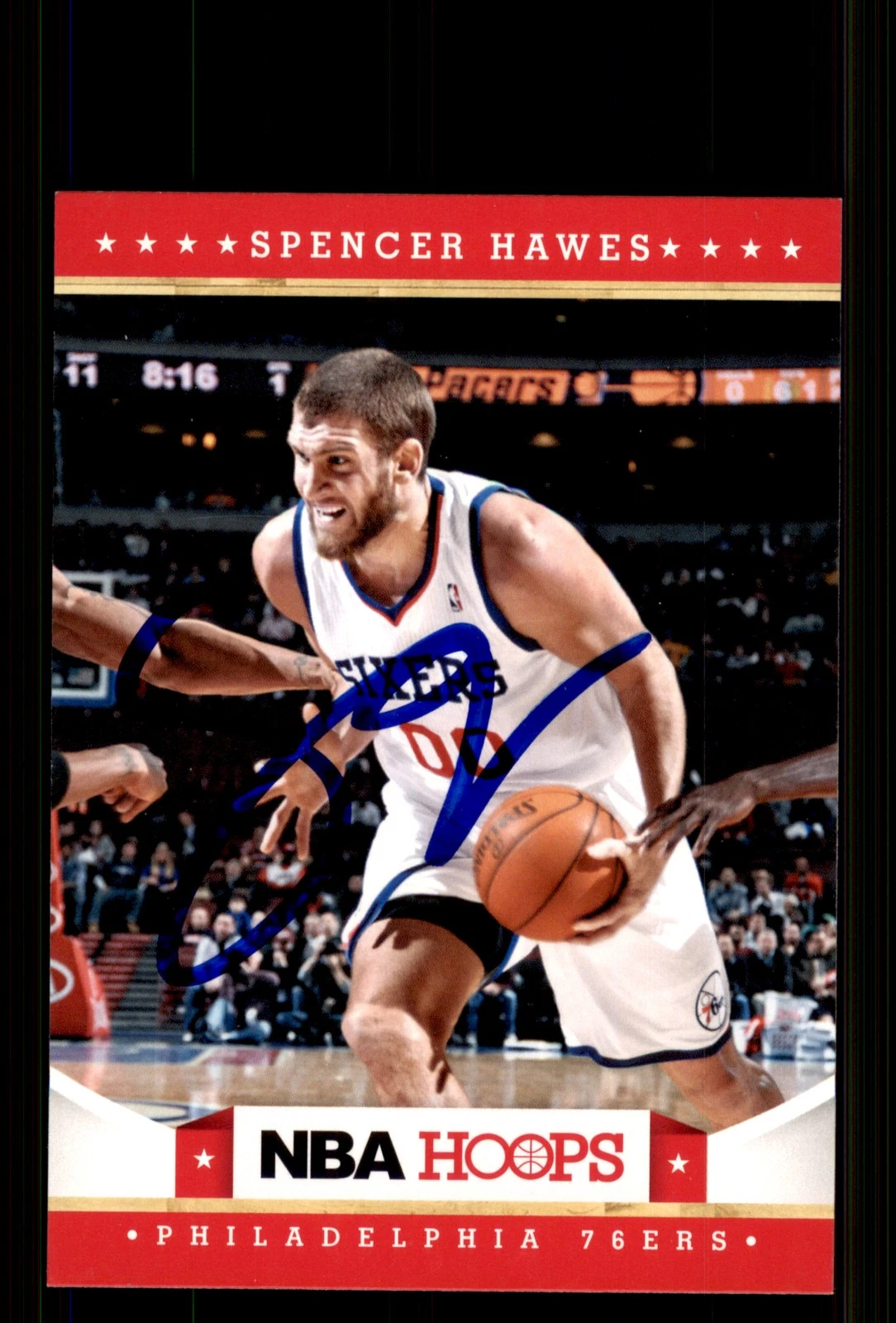 Signed Basketball Card Auto Spencer Hawes 2012-13 Hoops #28 Philadelphia 76ers