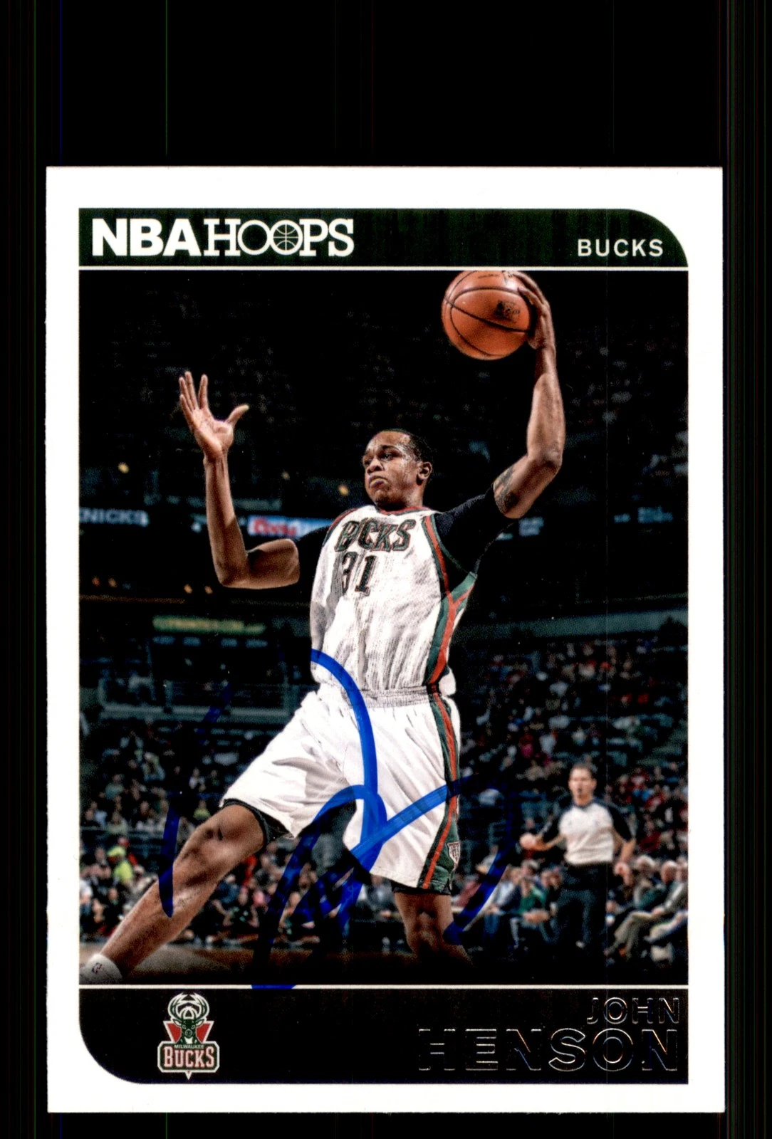 Signed Basketball Card Auto John Henson 2014-15 Hoops #150 Milwaukee Bucks