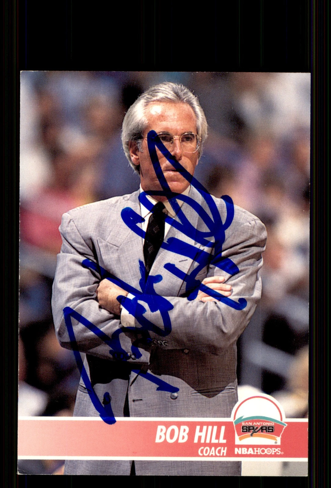 Signed Basketball Card Auto Bob Hill 1994-95 Hoops #387 San Antonio Spurs