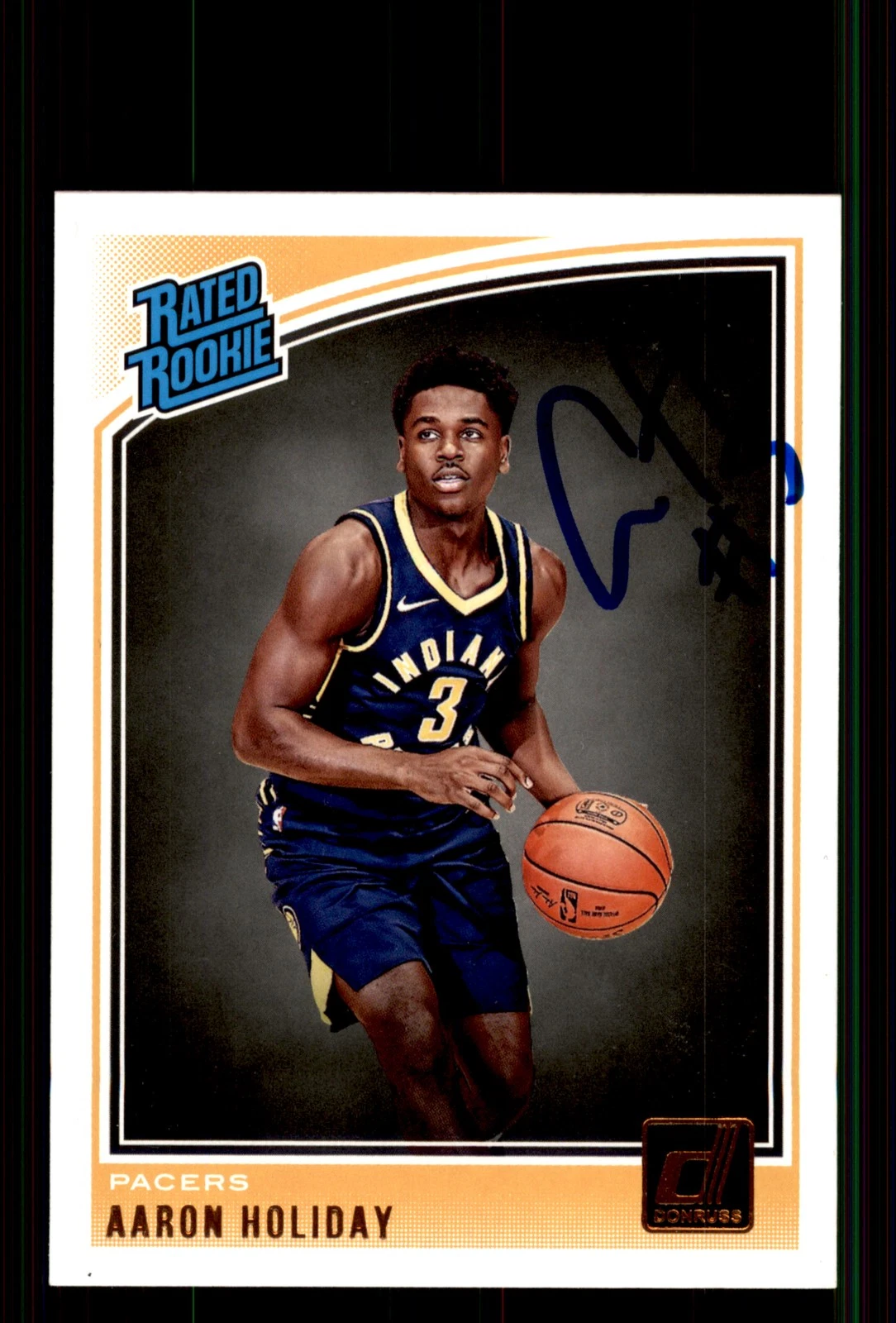 Signed Basketball Card Auto Aaron Holiday 2018-19 Donruss #176 Indiana Pacers