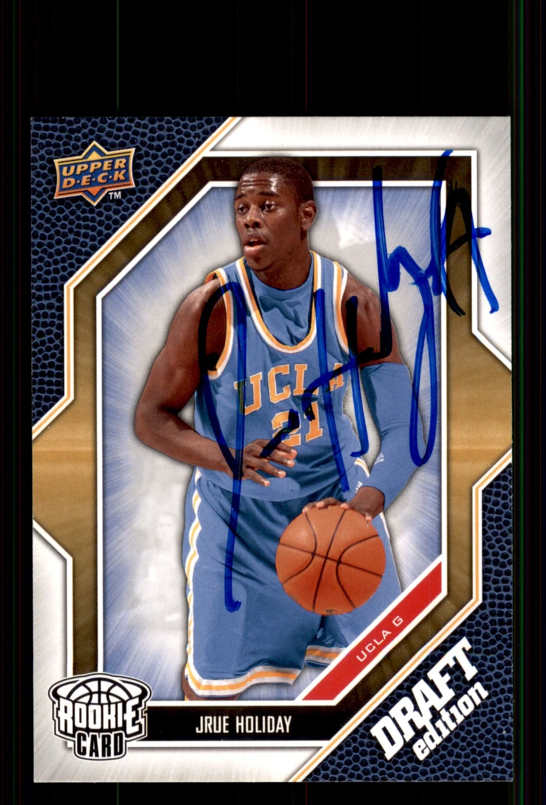 Signed Basketball Card Auto Jrue Holiday 2009-10 Upper Deck Draft #55 UCLA