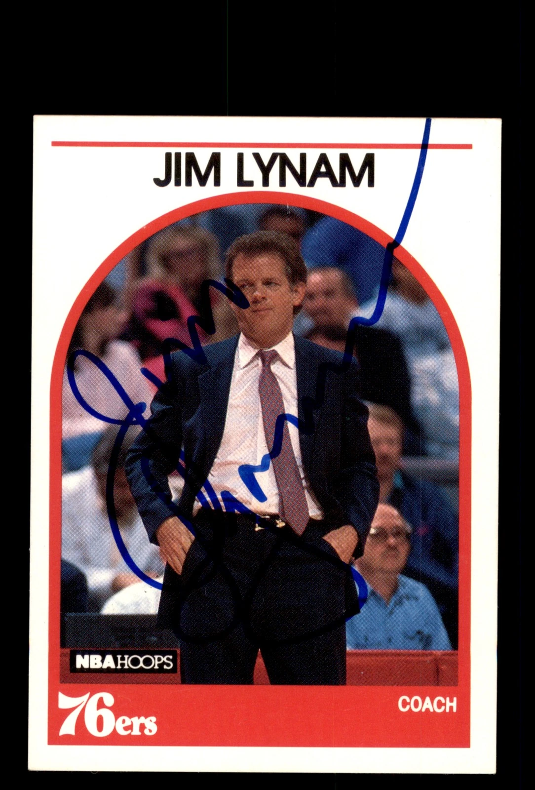Signed Basketball Card Auto Jim Lynam 1989-90 Hoops #68 Philadelphia 76ers