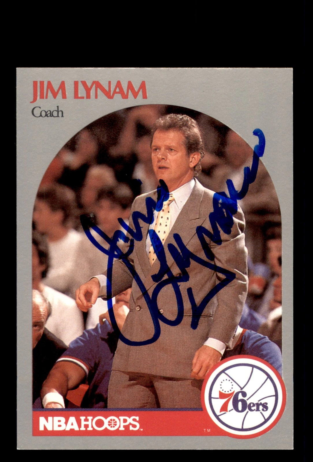 Signed Basketball Card Auto Jim Lynam 1990-91 Hoops #324 Philadelphia 76ers