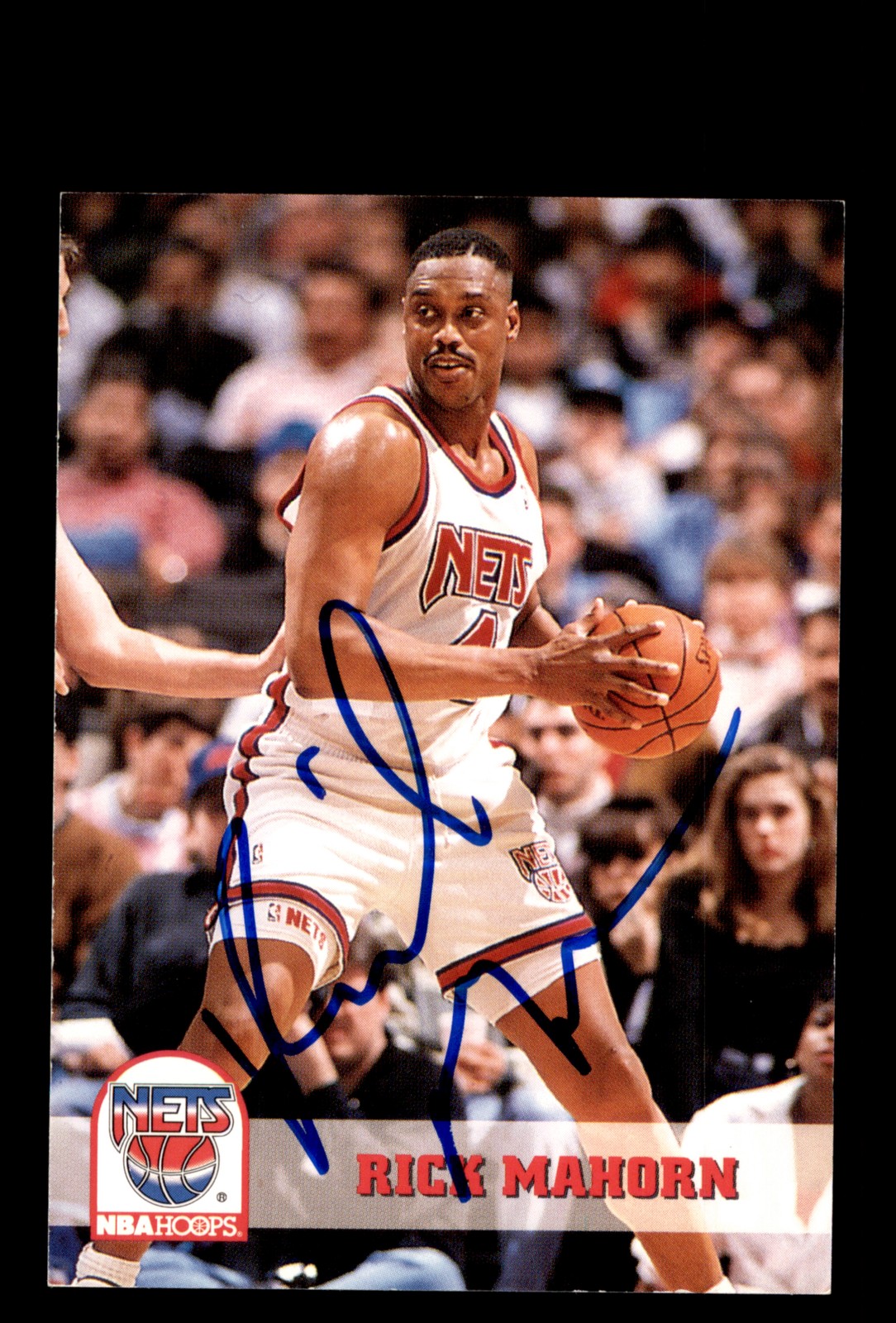 Signed Basketball Card Auto Rick Mahorn 1993-94 Hoops #372 New Jersey Nets