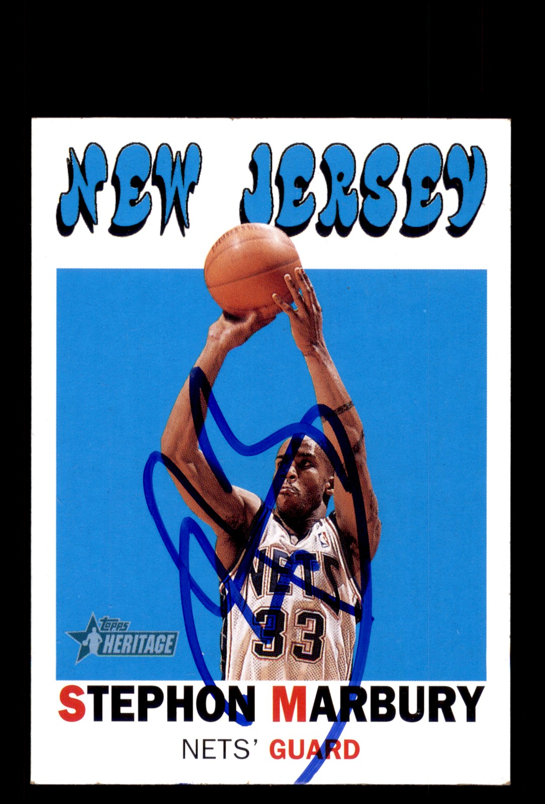 Signed Basketball Card Auto Stephon Marbury 2000-01 Topps Heritage #216 Nets