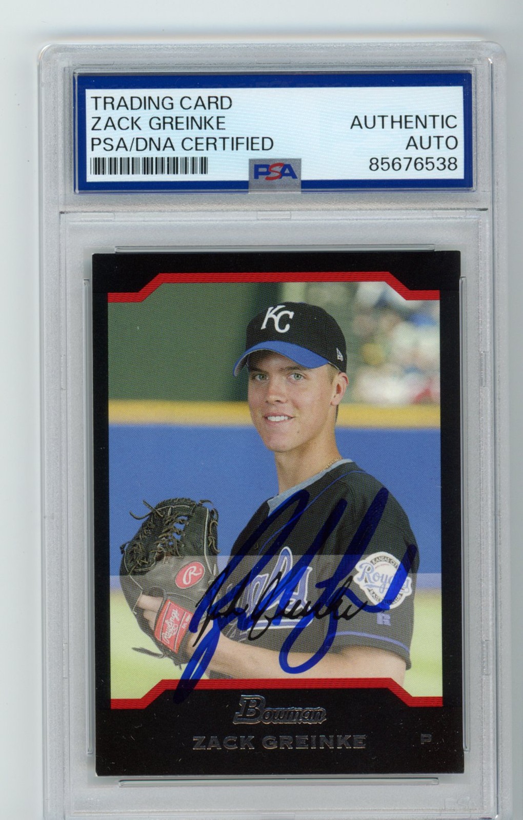 Signed Baseball Card Auto Zack Greinke 2004 Bowman #BDP14 KC Royals PSA/DNA