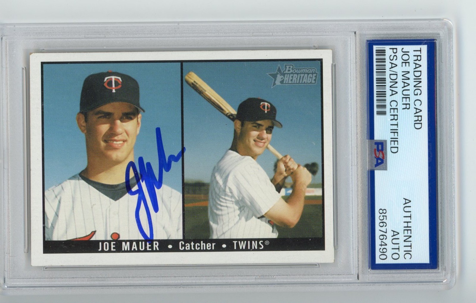 Signed Baseball Card Auto Joe Mauer 2003 Bowman Heritage #169 Twins PSA/DNA
