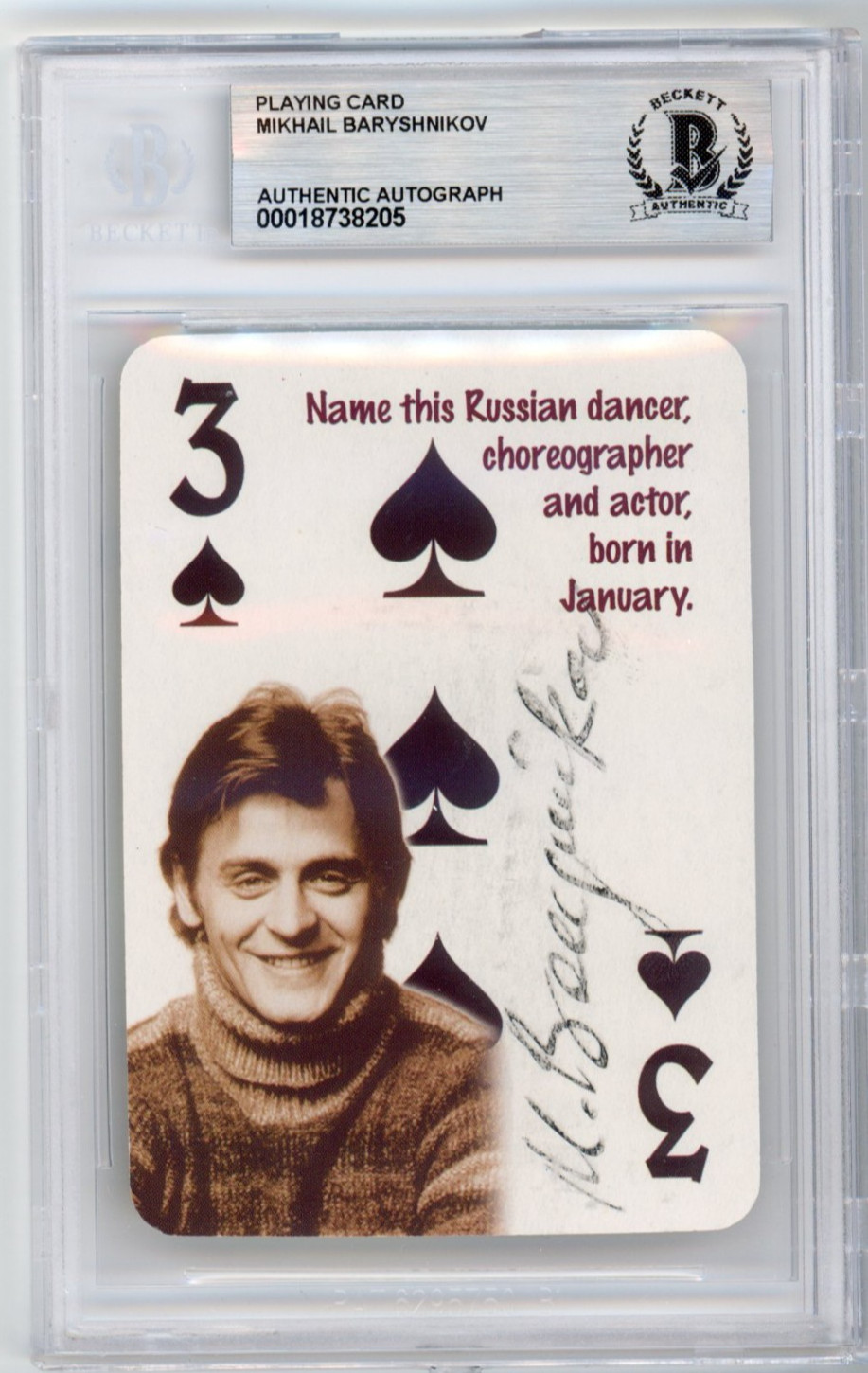 MIKHAIL BARYSHNIKOV SIGNED PLAYING CARD AUTO BALLET DANCER ACTOR AUTHENTIC BAS