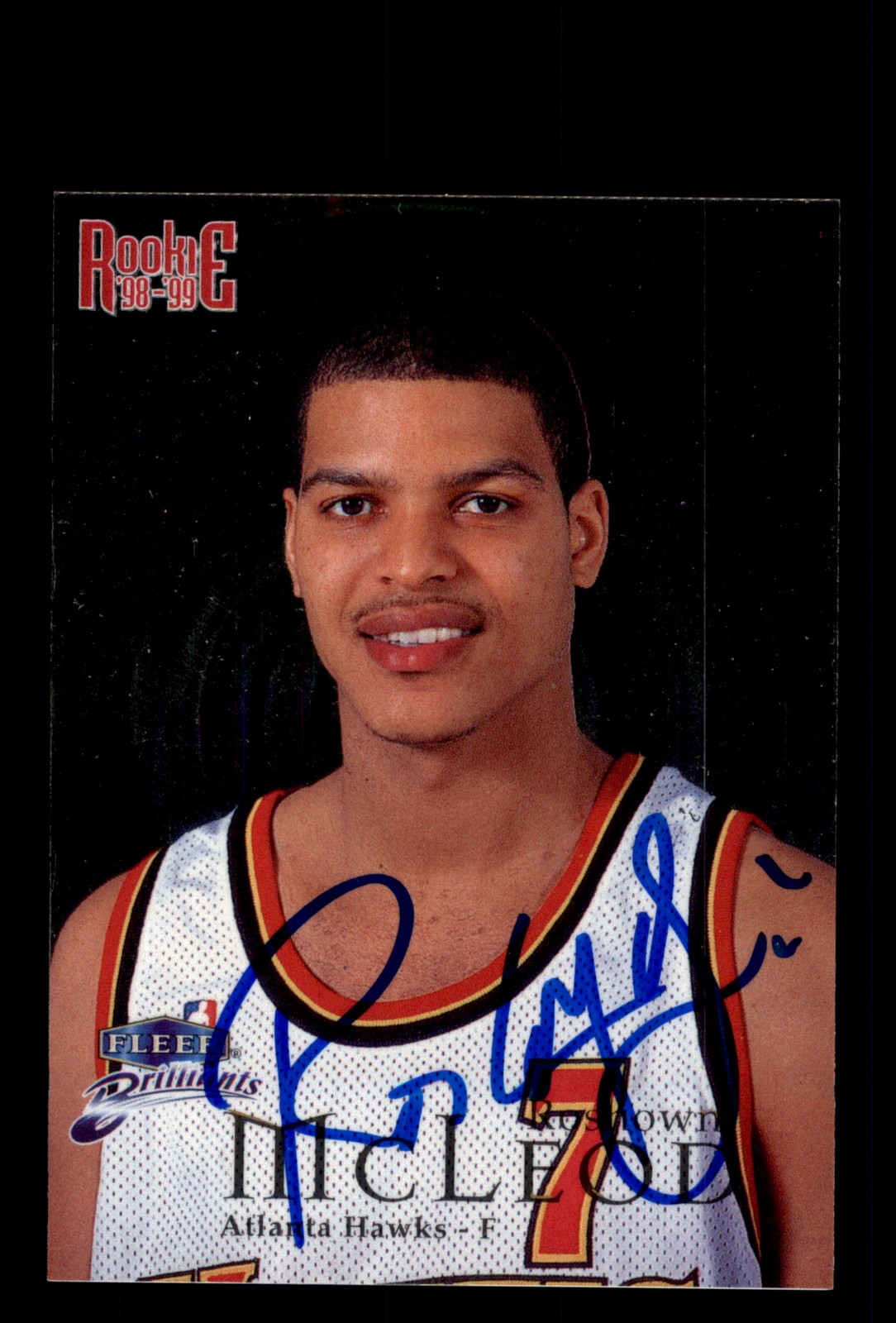 Signed Basketball Card Auto Roshown McLeod 1998-99 Fleer Brilliants #118 Hawks