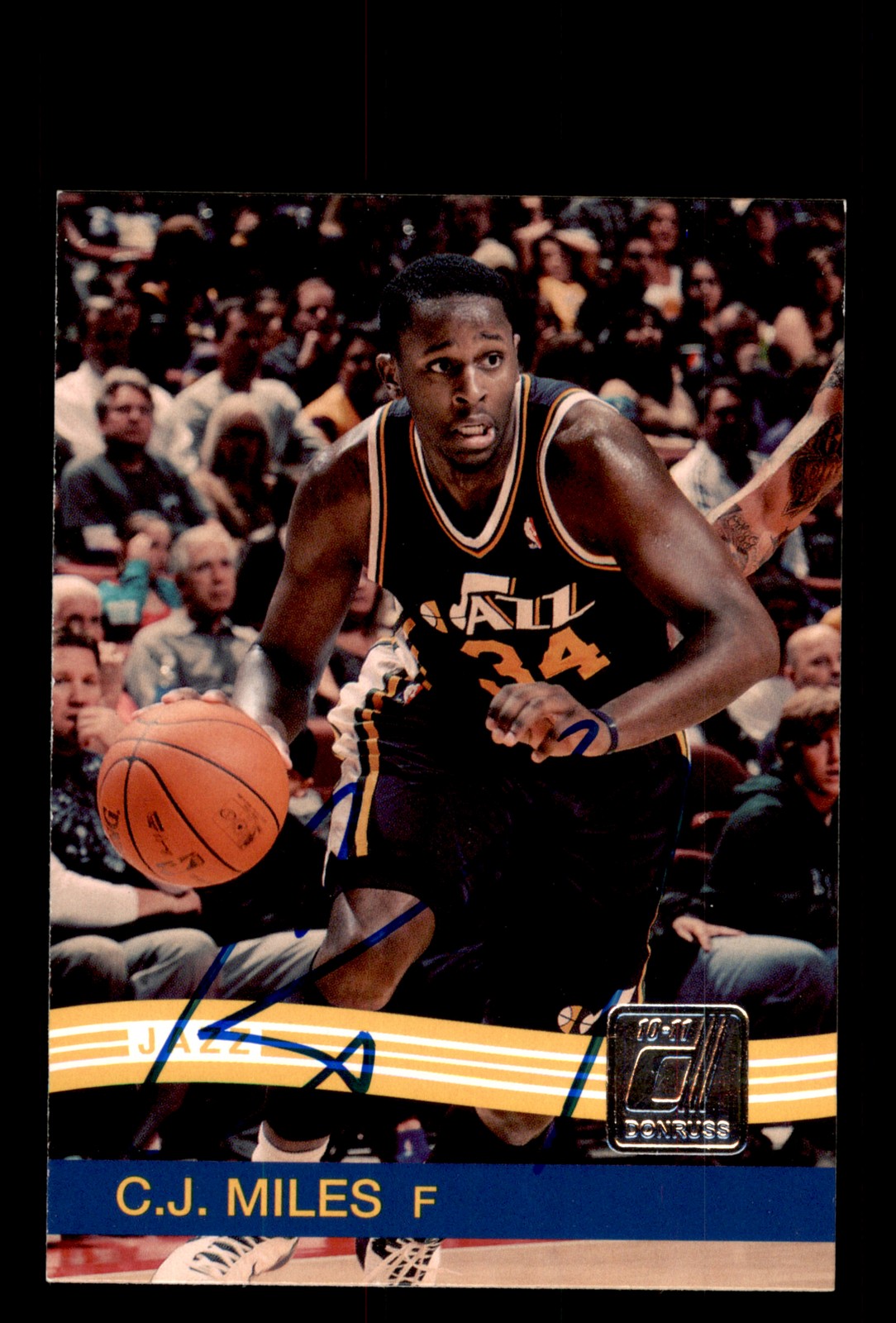 Signed Basketball Card Auto C.J. Miles 2010-11 Donruss #144 Utah Jazz