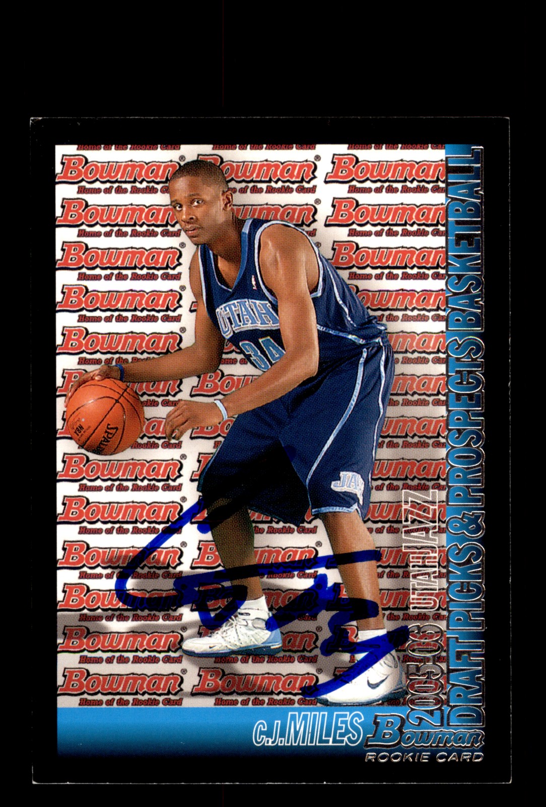 Signed Basketball Card Auto C.J. Miles 2005-06 Bowman #122 Utah Jazz