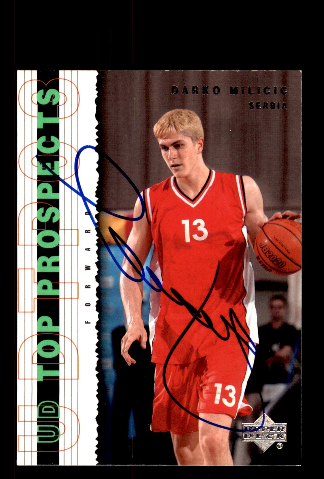 Signed Basketball Card Auto Darko Milicic 2003 UD Top Prospects #56 KK Hemofarm