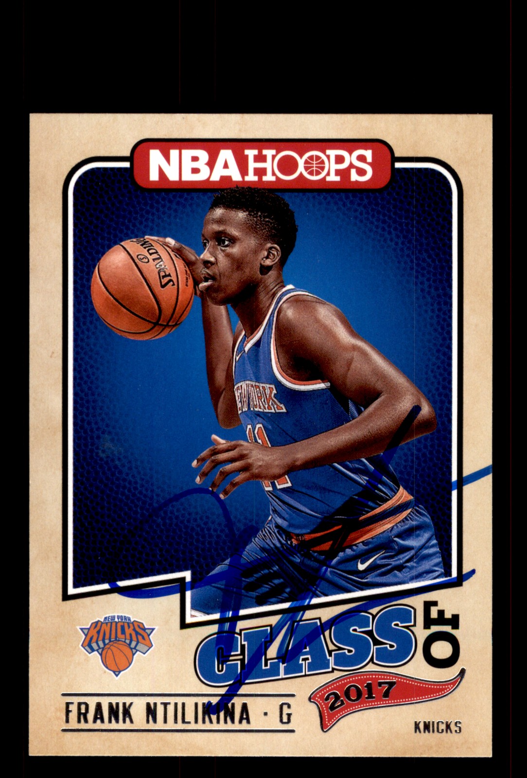 Signed Basketball Card Auto Frank Ntilikina 2017-18 Hoops #8 New York Knicks
