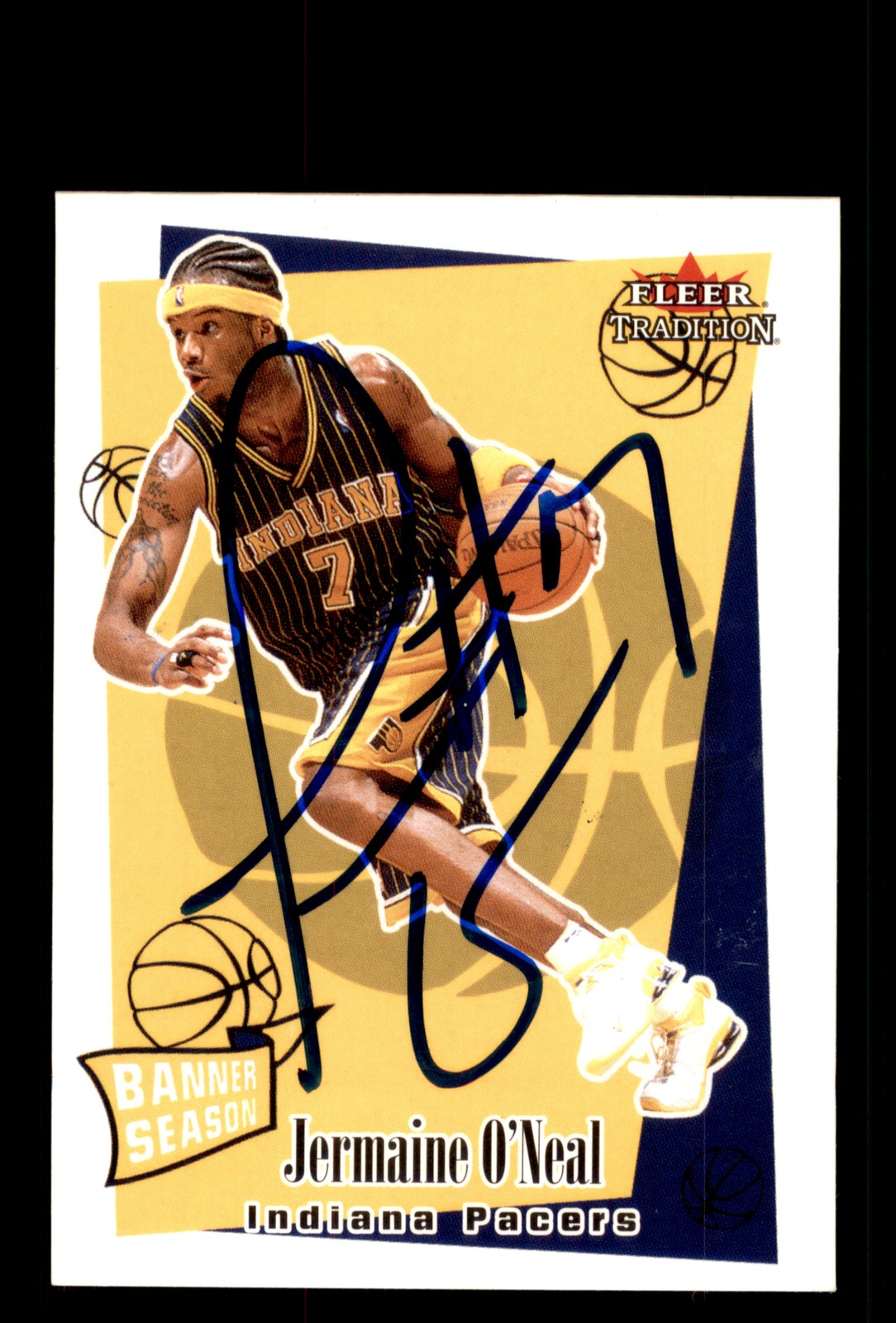 Signed Basketball Card Auto Jermaine O'Neal 2003-04 Fleer Tradition #236 Pacers