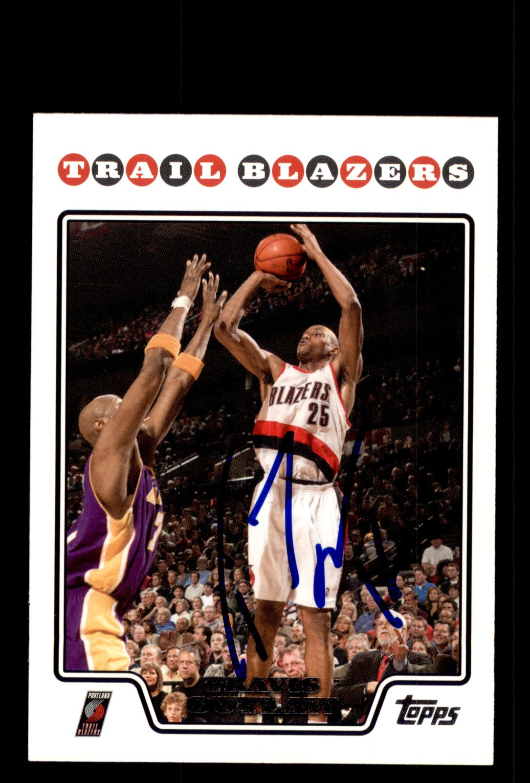 Signed Basketball Card Auto Travis Outlaw 2008-09 Topps #68 Trail Blazers