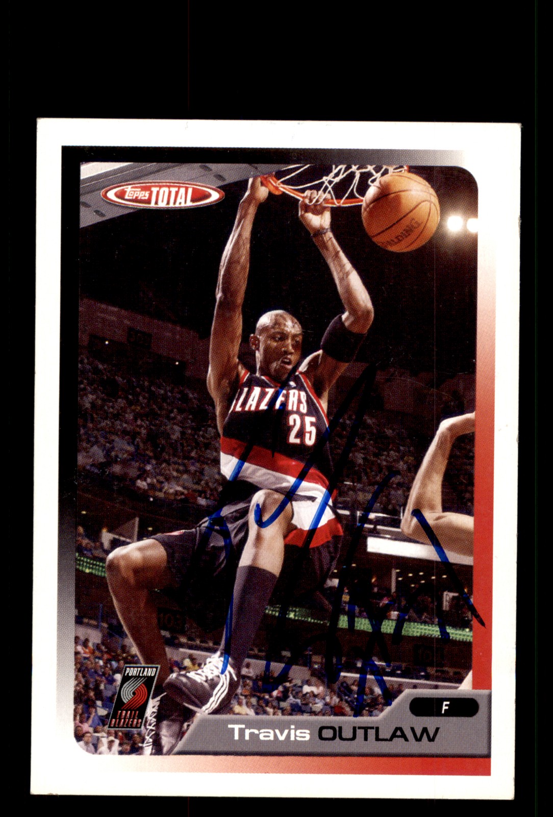 Signed Basketball Card Auto Travis Outlaw 2005-06 Topps Total #142 Trail Blazers