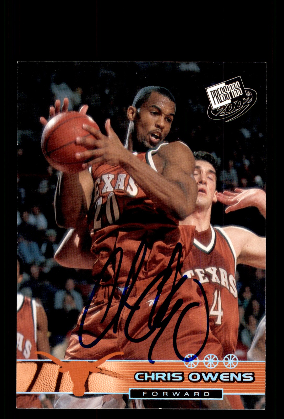 Signed Basketball Card Auto Chris Owens 2002 Press Pass #19 Texas Longhorns