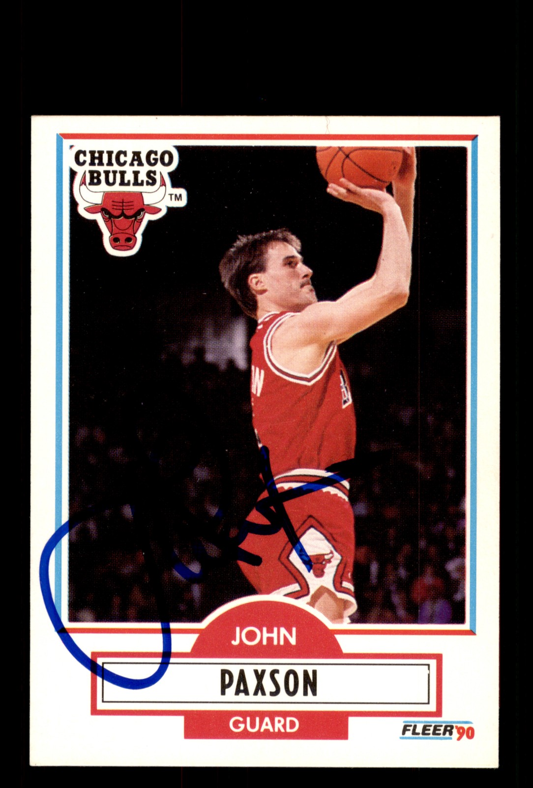 Signed Basketball Card Auto John Paxson 1990-91 Fleer #28 Chicago Bulls