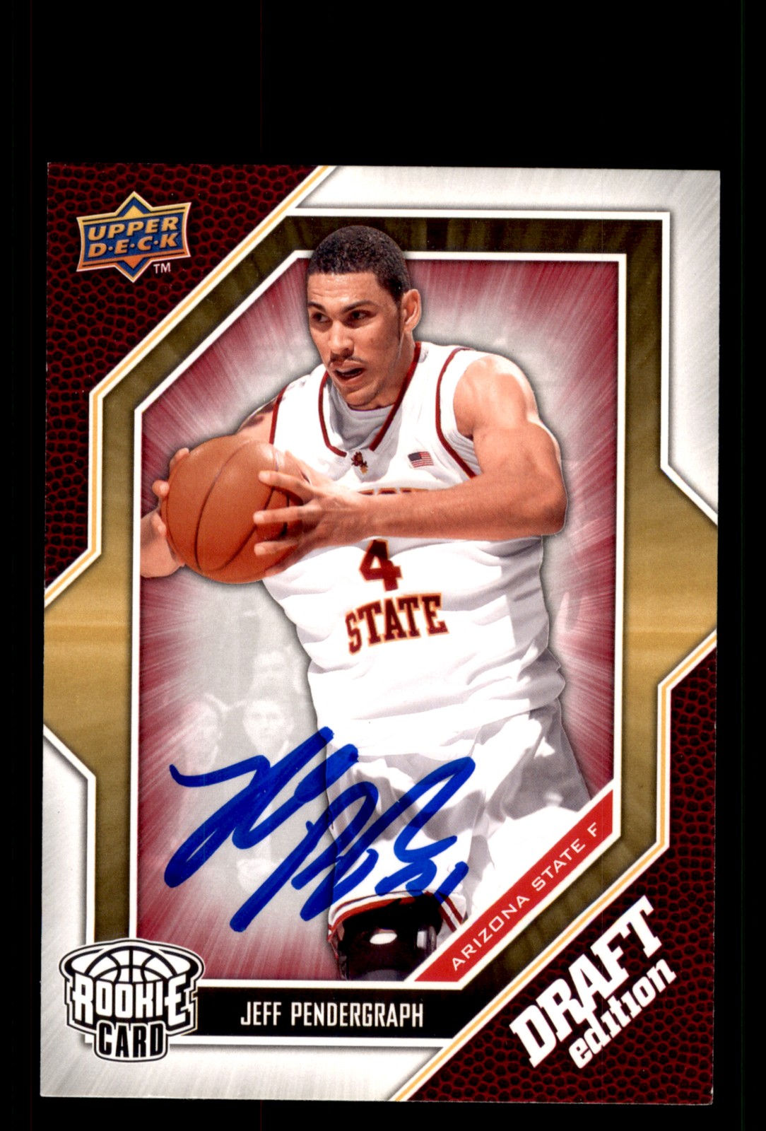Signed Basketball Card Auto Jeff Pendergraph 2009-10 Upper Deck Draft #45 ASU
