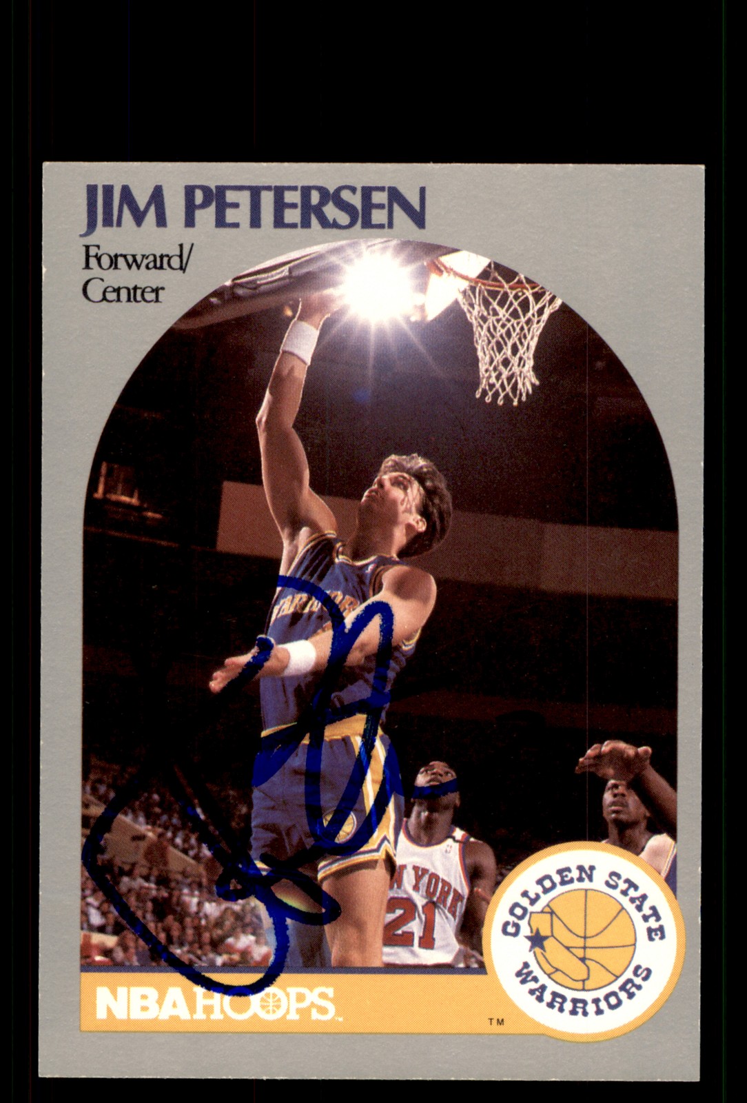 Signed Basketball Card Auto Jim Petersen 1990-91 Hoops #117 Warriors