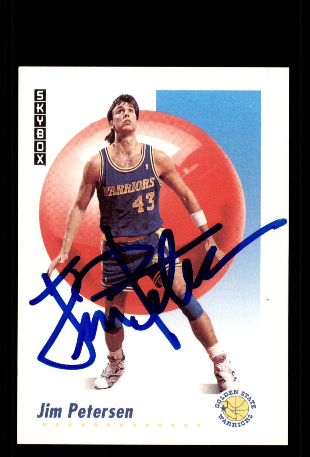 Signed Basketball Card Auto Jim Petersen 1991-92 SkyBox #97 Warriors
