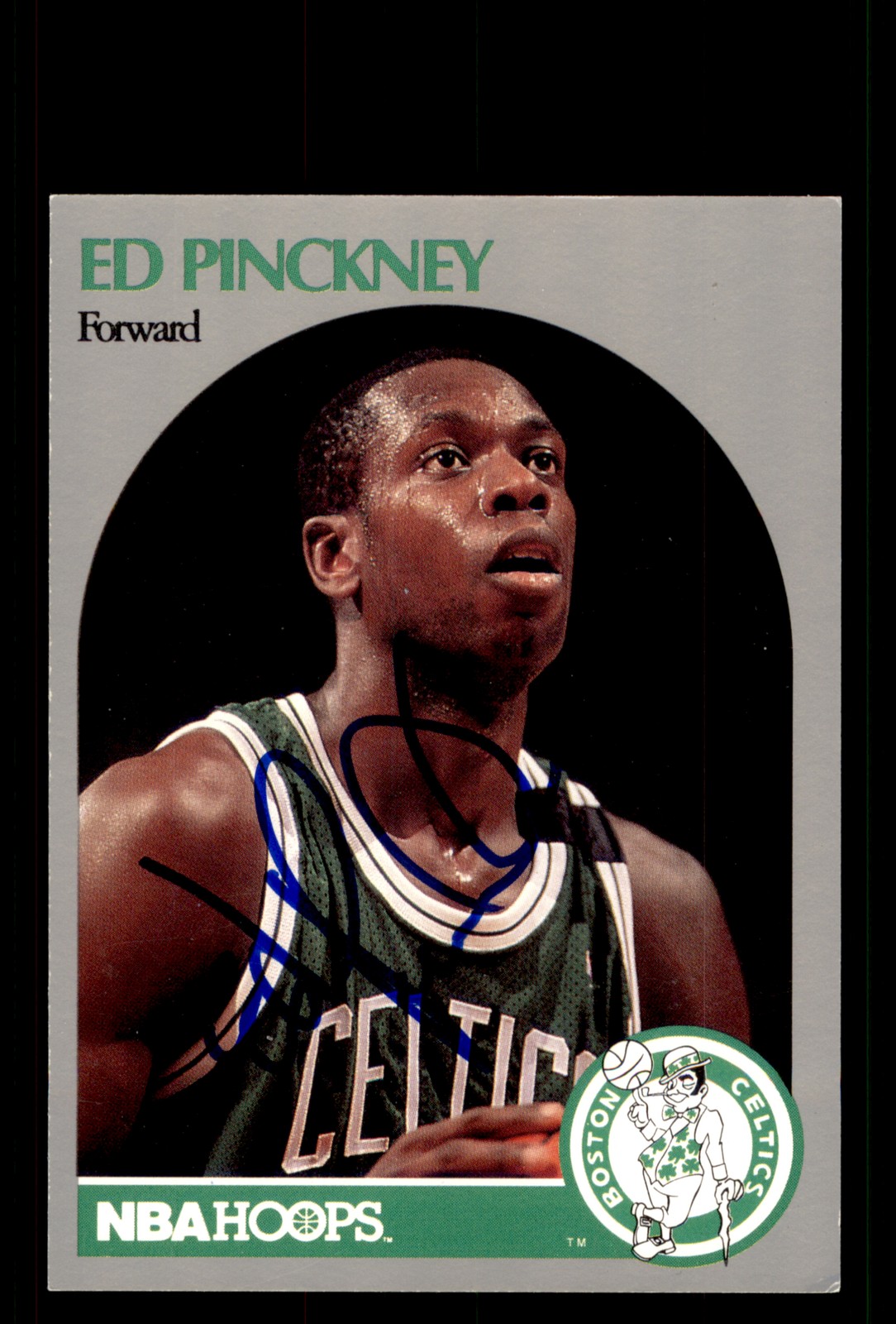 Signed Basketball Card Auto Ed Pinckney 1990-91 Hoops #47 Boston Celtics