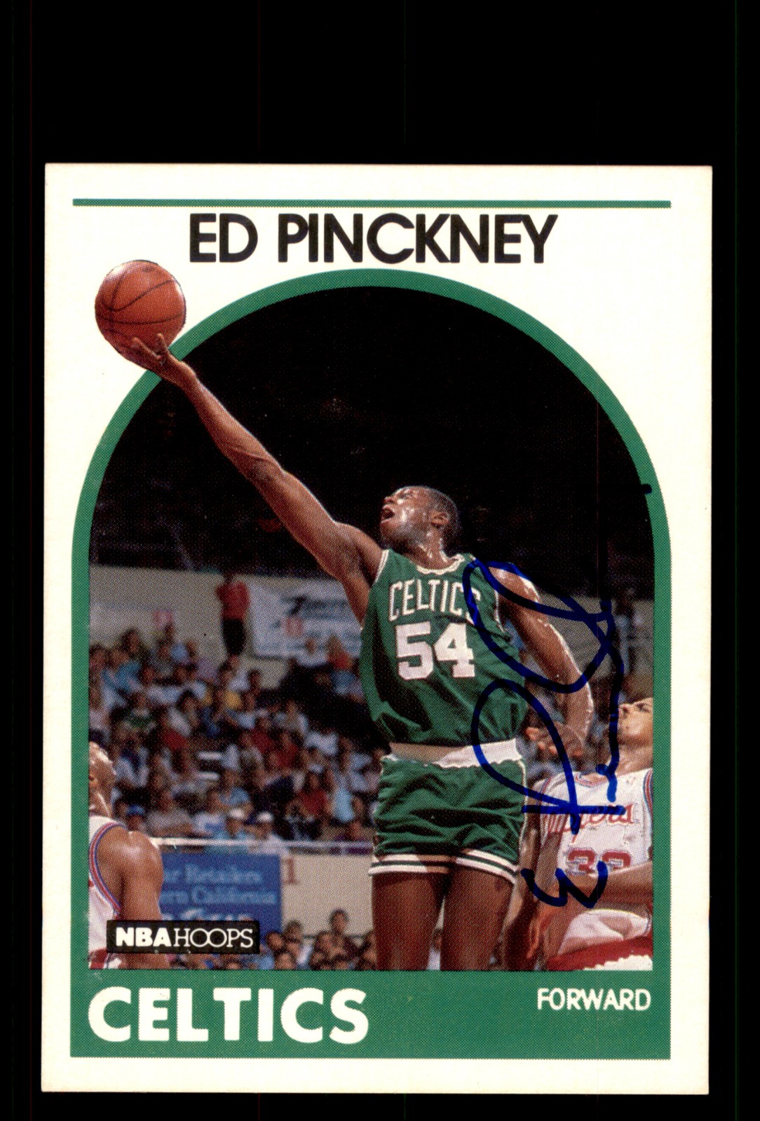 Signed Basketball Card Auto Ed Pinckney 1989-90 Hoops #9 Boston Celtics
