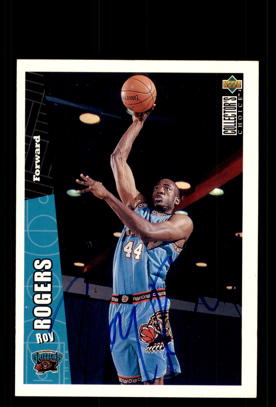 Signed Basketball Card Auto Roy Rogers 1996-97 Collector's Choice #351 Grizzlies