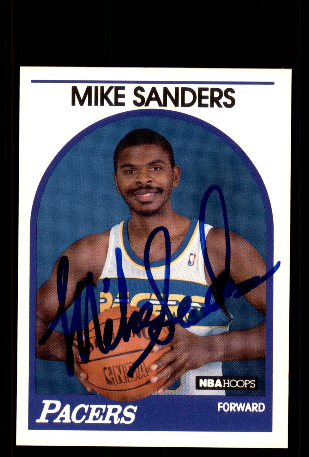 Signed Basketball Card Auto Mike Sanders 1989-90 Hoops #340 Indiana Pacers