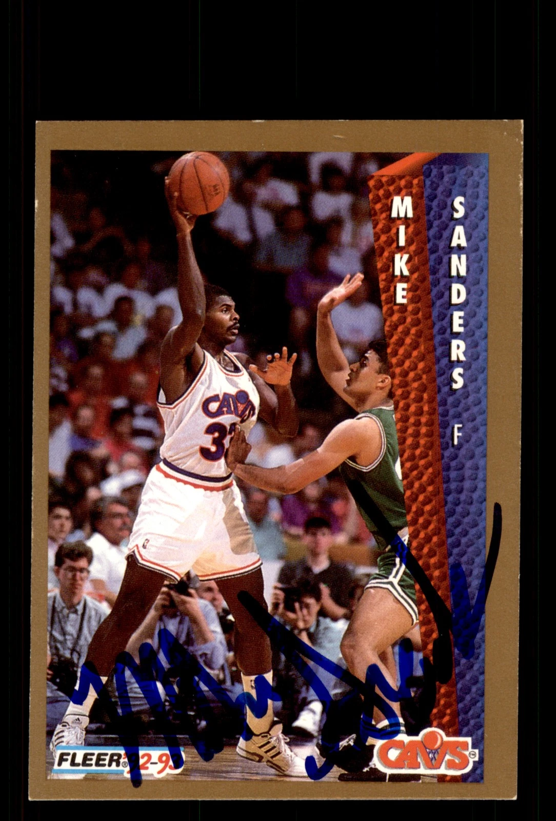 Signed Basketball Card Auto Mike Sanders 1992-93 Fleer #44 Cleveland Cavaliers