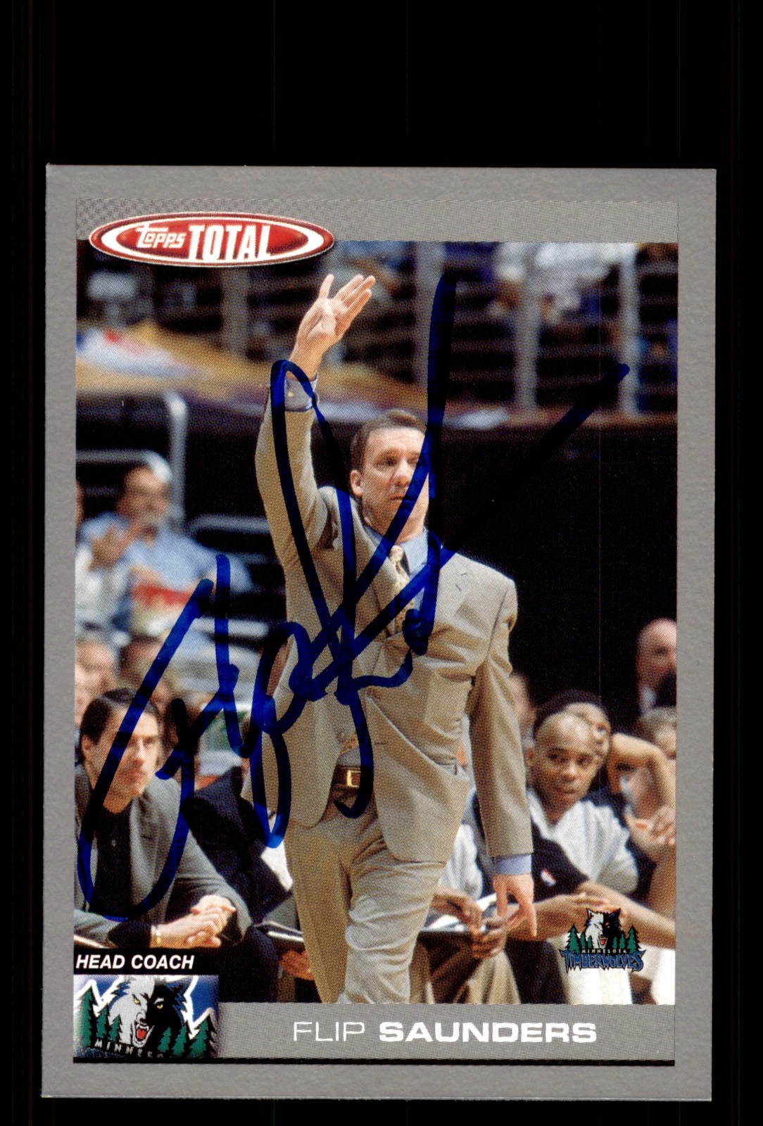 Signed Basketball Card Auto Flip Saunders 2004-05 Topps Total #393 Silver