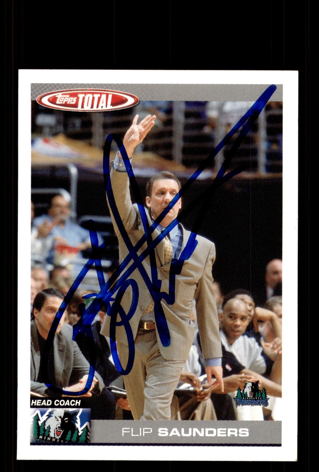 Signed Basketball Card Auto Flip Saunders 2004-05 Topps Total #393 Timberwolves