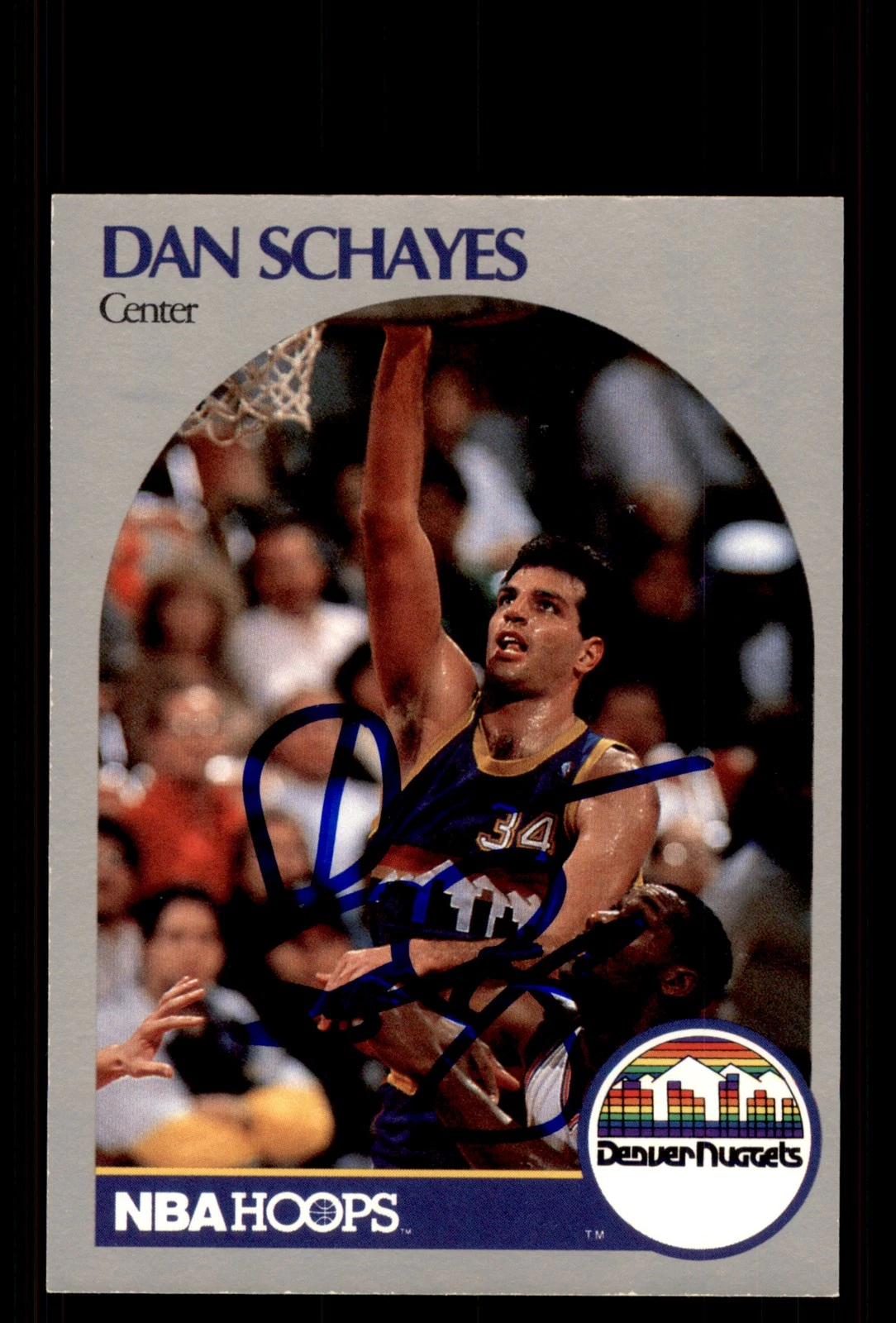Signed Basketball Card Auto Dan Schayes 1990-91 Hoops #100 Denver Nuggets