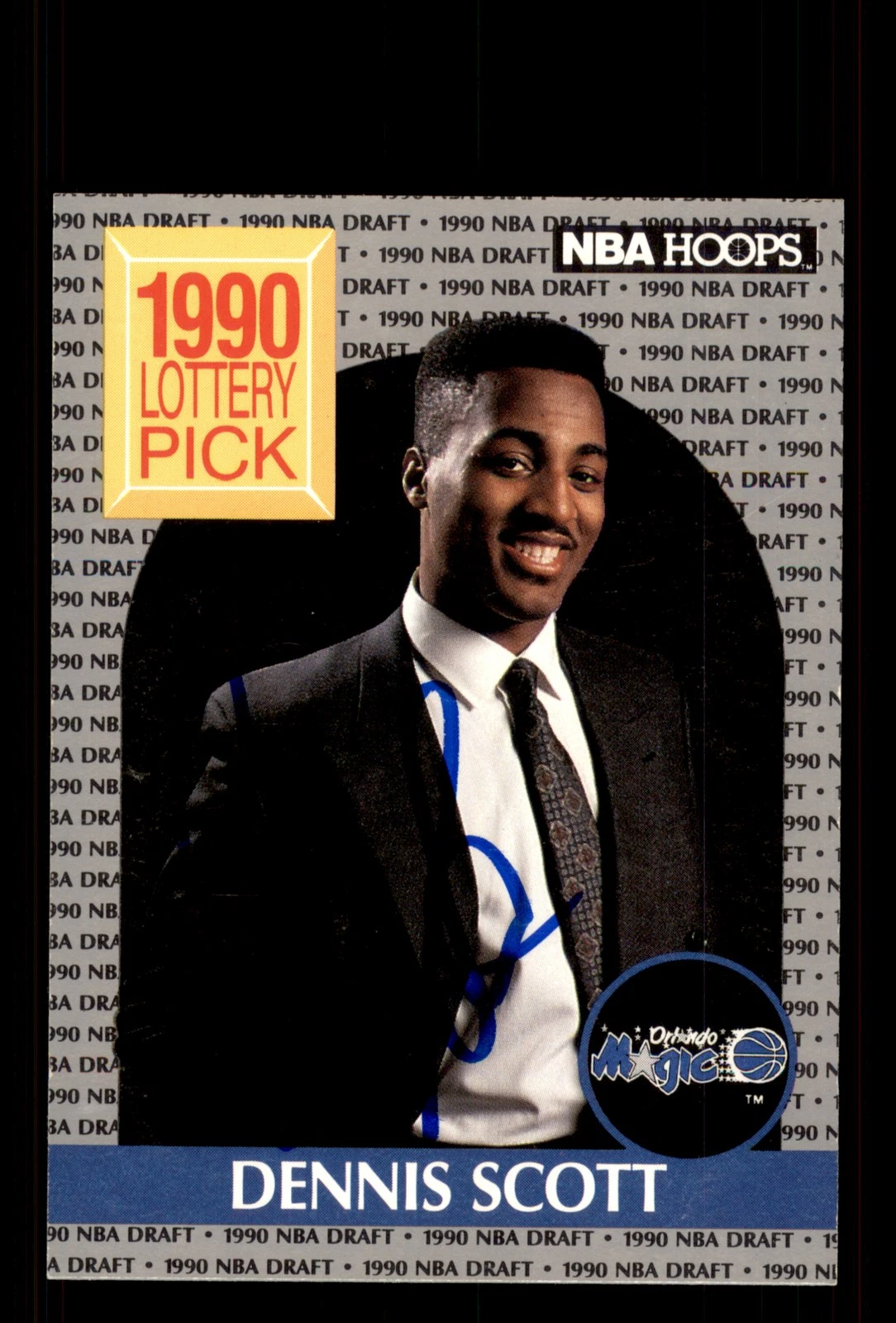 Signed Basketball Card Auto Dennis Scott 1990-91 Hoops #393 Orlando Magic