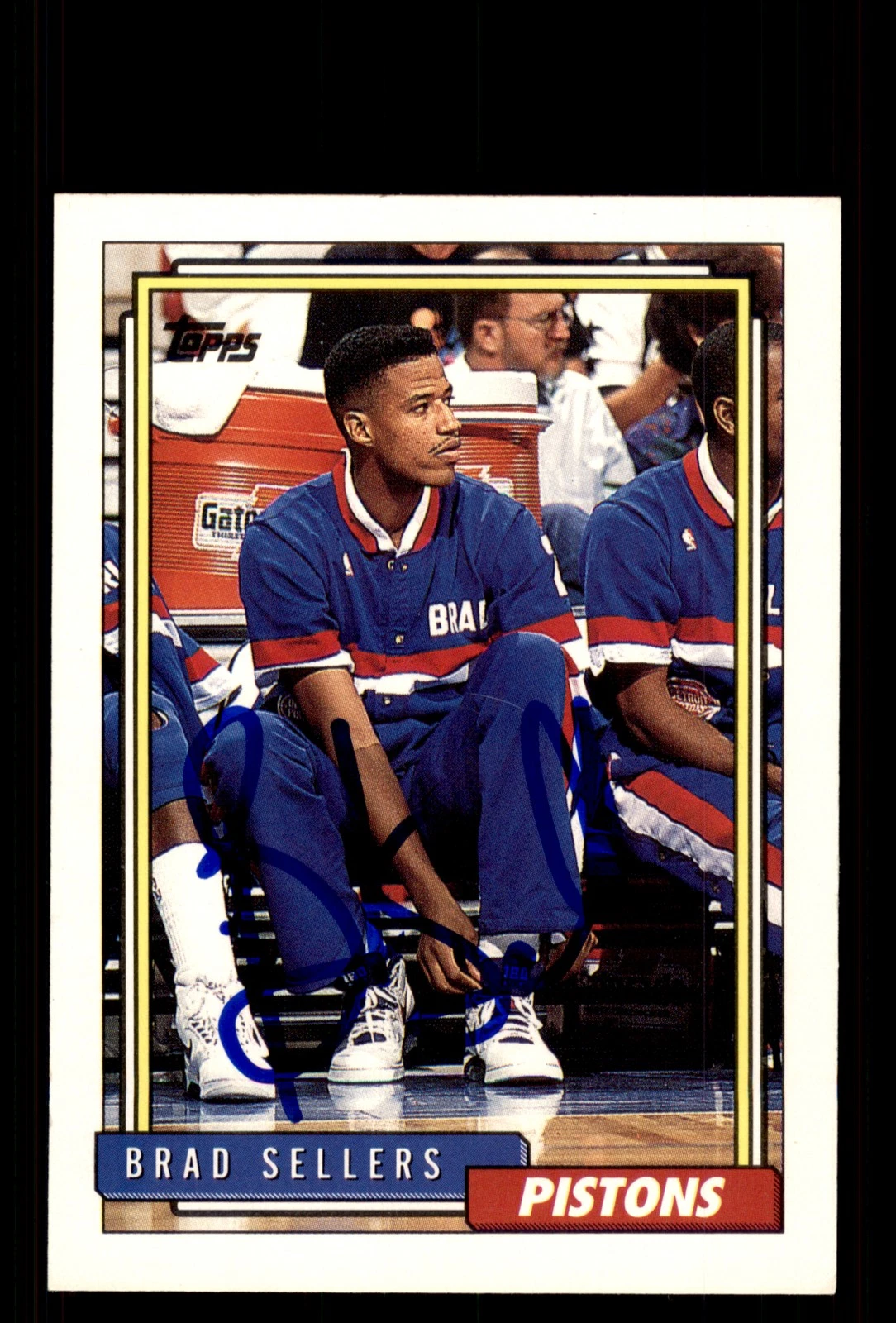 Signed Basketball Card Auto Brad Sellers 1992-93 Topps #82 Detroit Pistons