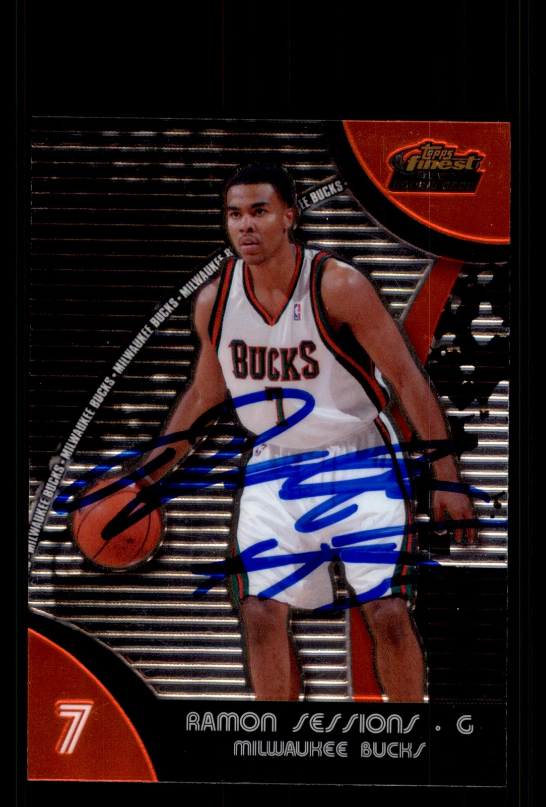 Signed Basketball Card Auto Ramon Sessions 2007-08 Finest #52 Milwaukee Bucks