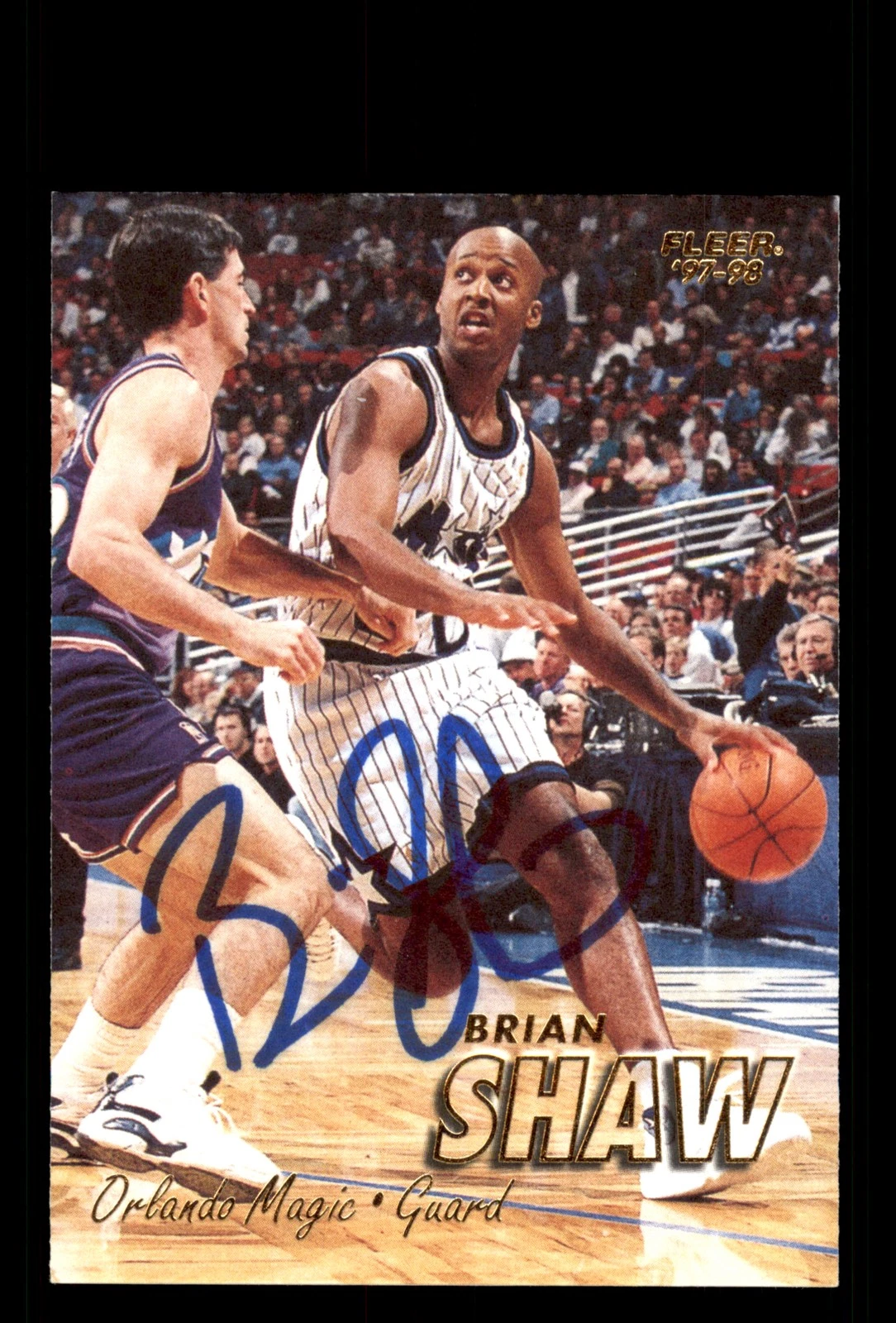Signed Basketball Card Auto Brian Shaw 1997-98 Fleer #82 Orlando Magic